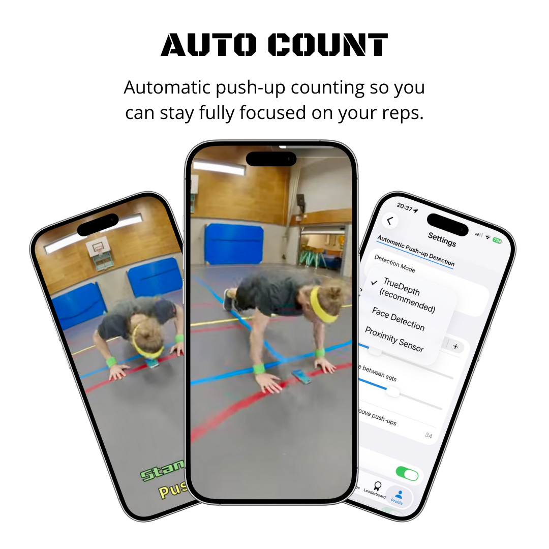 Automatic push-up counting so you can stay fully focused on your reps.
